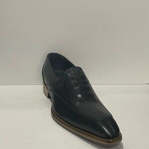 Duca shoes dressy slip on black Italian leather point toe